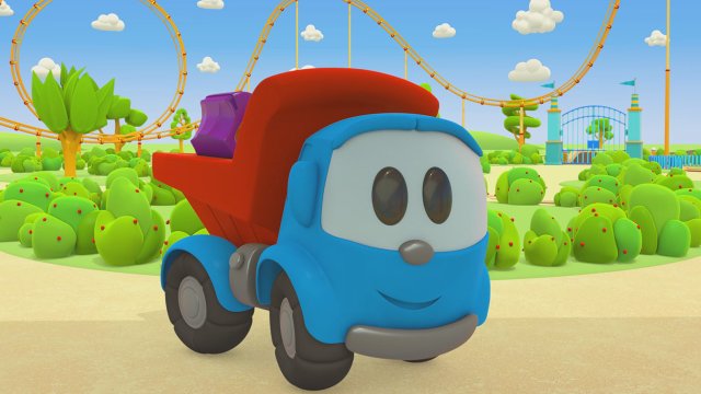 Car Cartoon for Kids in English About Leo the Truck and Crane Truck Build A  New Attraction