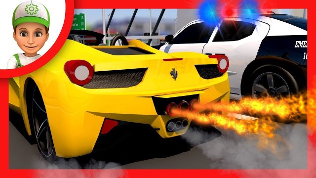 Cartoon For Kids About Police Chase And Yellow Ferrari Handy Andy