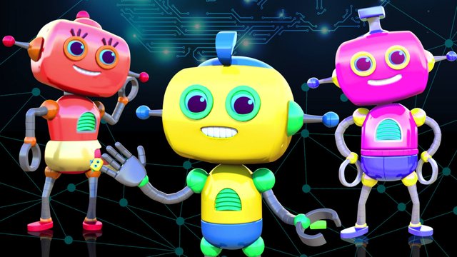 3D Nursery Rhymes For Children With Robot Finger Family Song